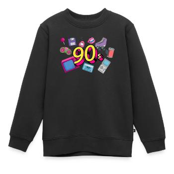Tenue des années 90 Musique des années 90 Fête des années 90 - Sweat Premium enfant bio - noir - Devant - AI Model Kid Female (0cm)