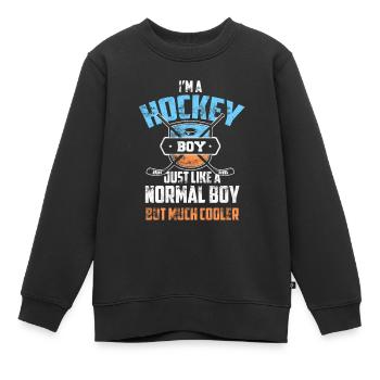 Hockey sur glace garçon hockey fils sport d'équipe - Sweat Premium enfant bio - noir - Devant - AI Model Kid Female (0cm)