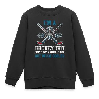 Hockey sur glace garçon hockey fils sport d'équipe - Sweat Premium enfant bio - noir - Devant - AI Model Kid Female (0cm)
