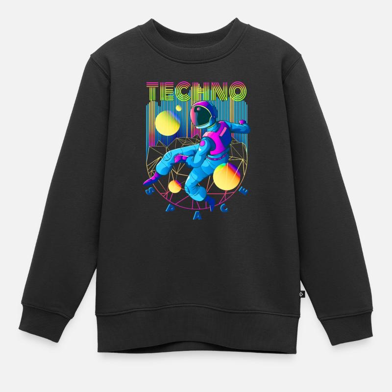Techno Weltraum - Kinder Premium Organic Sweatshirt - Schwarz