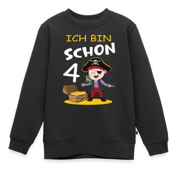 4. Geburtstag Kind Pirat - Kinder Premium Organic Sweatshirt - Schwarz - Vorne - AI Model Kid Female (0cm)