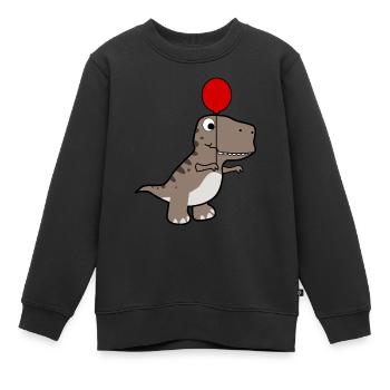 Dinos Tyrannosaurus mit Luftballon - Kinder Premium Organic Sweatshirt - Schwarz - Vorne - AI Model Kid Female (0cm)
