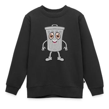 Garbage trash can - Kids Premium Organic Sweatshirt - black - Front - AI Model Kid Female (0cm)