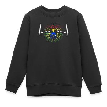 Français Racines brésiliennes Drapeau Brésilien - Sweat Premium enfant bio - noir - Devant - AI Model Kid Female (0cm)