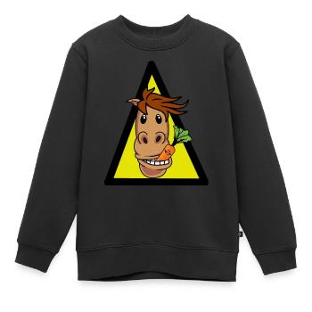 Cheval Poney Cheval Fous Cavalier Tête de cheval Gaulois - Sweat Premium enfant bio - noir - Devant - AI Model Kid Female (0cm)