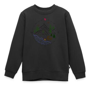 Forest Wald Kompass Fluss Zelten Zelt Wälder Natur - Kinder Premium Organic Sweatshirt - Schwarz - Vorne - AI Model Kid Female (0cm)