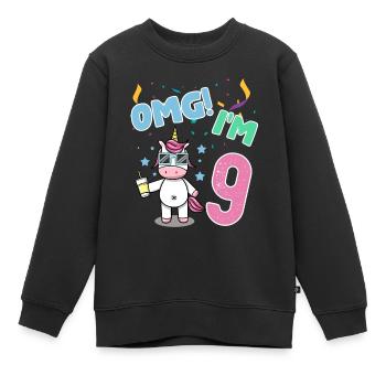 OMG JE SUIS 9 - Sweat Premium enfant bio - noir - Devant - AI Model Kid Female (0cm)