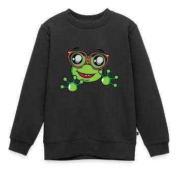 Geek Frog - Kinder Premium Organic Sweatshirt - Schwarz - Vorne - AI Model Kid Female (0cm)