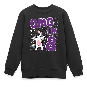 OMG JE SUIS 8 - Sweat Premium enfant bio - noir - Devant - AI Model Kid Female (0cm)
