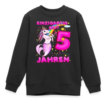 5. Geburtstag Einhorn Pferde Tochter Meerjungfrau - Kinder Premium Organic Sweatshirt - Schwarz - Vorne - AI Model Kid Female (0cm)