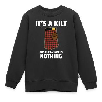 C'est un kilt et la réponse n'est rien Ecosse - Sweat Premium enfant bio - noir - Devant - AI Model Kid Female (0cm)