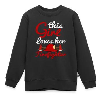 Service d'incendie femme pompier appel d'urgence clignotant - Sweat Premium enfant bio - noir - Devant - AI Model Kid Female (0cm)