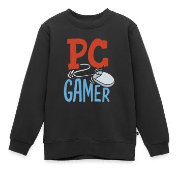Joueur PC, joueur de bureau - Sweat Premium enfant bio - noir - Devant - AI Model Kid Female (0cm)