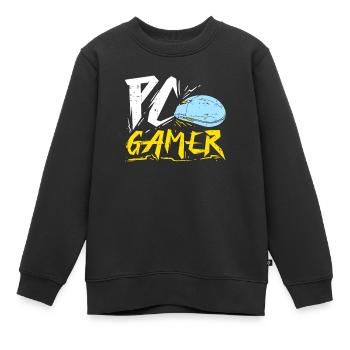 Joueur PC, joueur de bureau - Sweat Premium enfant bio - noir - Devant - AI Model Kid Female (0cm)