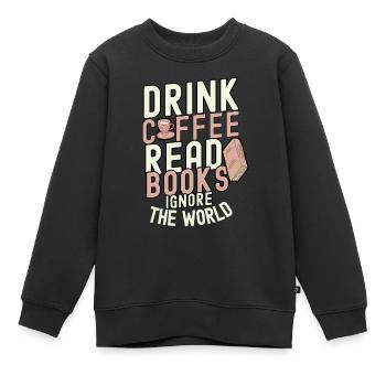 livre - Sweat Premium enfant bio - noir - Devant - AI Model Kid Female (0cm)