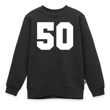 50 - number 50 - 50year - Kids Premium Organic Sweatshirt - black - Front - AI Model Kid Female (0cm)