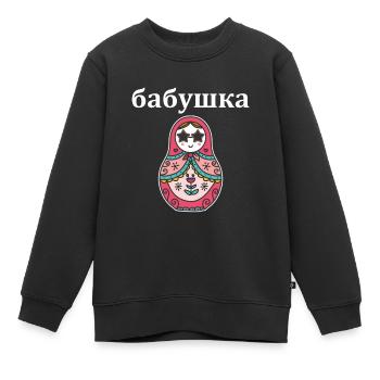 бабушка Babuschka Babushka Russische Oma Russisch - Kinder Premium Organic Sweatshirt - Schwarz - Vorne - AI Model Kid Female (0cm)
