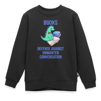 Livres lire livre dino drôle - Sweat Premium enfant bio - noir - Devant - AI Model Kid Female (0cm)