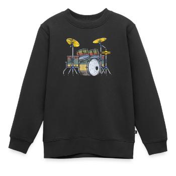 Schlagzeuger Schlagzeug Drummer Drum Sticks Musik - Kinder Premium Organic Sweatshirt - Schwarz - Vorne - AI Model Kid Female (0cm)