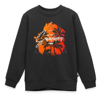 Sommerzeit Retro Vintage Stil Farbige Schrift - Kinder Premium Organic Sweatshirt - Schwarz - Vorne - AI Model Kid Female (0cm)
