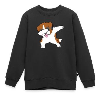 Dabbing Bernhardiner Dabbing chien danse - Sweat Premium enfant bio - noir - Devant - AI Model Kid Female (0cm)
