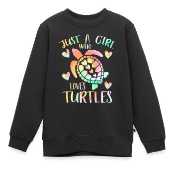 Juste une fille qui aime les tortues - Sweat Premium enfant bio - noir - Devant - AI Model Kid Female (0cm)