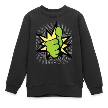 Daumen schön hoch - Kinder Premium Organic Sweatshirt - Schwarz - Vorne - AI Model Kid Female (0cm)