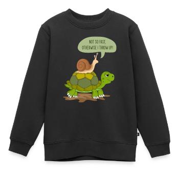 Schnecke & Schildkröte als Geschenk super Spruch - Kinder Premium Organic Sweatshirt - Schwarz - Vorne - AI Model Kid Female (0cm)