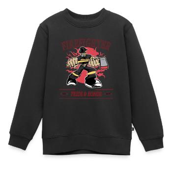 Pompier sauveteur - Sweat Premium enfant bio - noir - Devant - AI Model Kid Female (0cm)