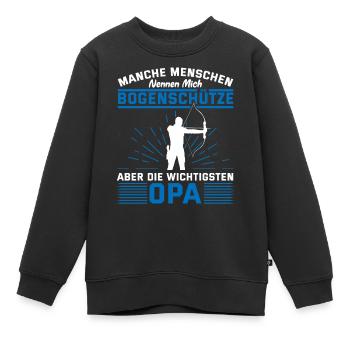 Bogenschütze Opa Bogenschießen Bogenschiessen - Kinder Premium Organic Sweatshirt - Schwarz - Vorne - AI Model Kid Female (0cm)