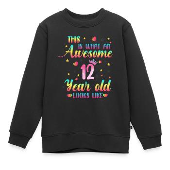 12th Birthday Girls, 12 Year Old Girl Gift - Kids Premium Organic Sweatshirt - black - Front - AI Model Kid Female (0cm)