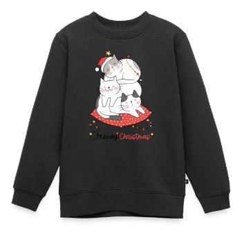 Miau Weihnachten - Kinder Premium Organic Sweatshirt - Schwarz - Vorne - AI Model Kid Female (0cm)