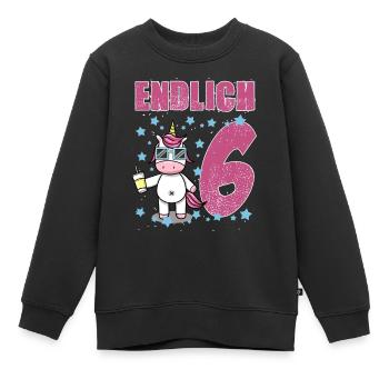 Endlich 6 - Kinder Premium Organic Sweatshirt - Schwarz - Vorne - AI Model Kid Female (0cm)