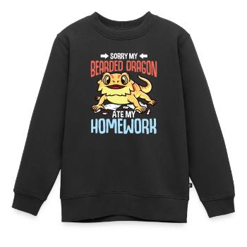 Drôle de devoirs excuse enfants dragon barbu - Sweat Premium enfant bio - noir - Devant - AI Model Kid Female (0cm)