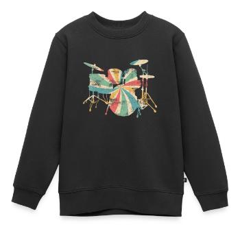 Batteur batterie batteur baguettes musique - Sweat Premium enfant bio - noir - Devant - AI Model Kid Female (0cm)