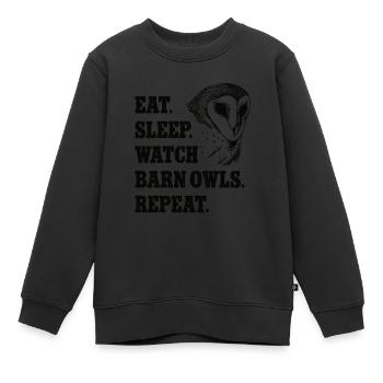 Schleiereule Eat Sleep Repeat Shirt Eulenliebhaber - Kinder Premium Organic Sweatshirt - Schwarz - Vorne - AI Model Kid Female (0cm)