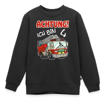 Feuerwehrauto 4. Geburtstag Jungen T-Shirt Ich bin - Kinder Premium Organic Sweatshirt - Schwarz - Vorne - AI Model Kid Female (0cm)