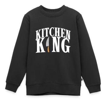 Koch König Chefkoch Gourmet Kochmütze Cuisine - Kinder Premium Organic Sweatshirt - Schwarz - Vorne - AI Model Kid Female (0cm)