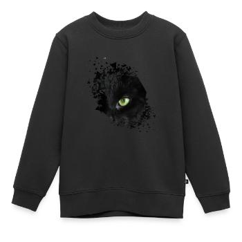 Oeil de chat chat chat propriétaire minou chaton - Sweat Premium enfant bio - noir - Devant - AI Model Kid Female (0cm)