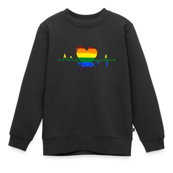 Regenbogen Herzschlag Herz Toleranz - Kinder Premium Organic Sweatshirt - Schwarz - Vorne - AI Model Kid Female (0cm)
