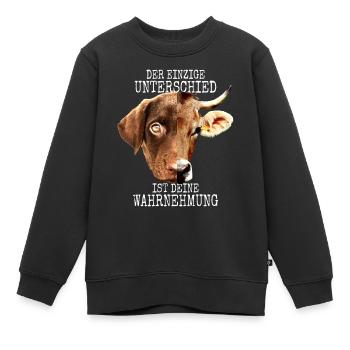 Der Unterschied Ist Deine Wahrnehmung Vegan Hund - Kinder Premium Organic Sweatshirt - Schwarz - Vorne - AI Model Kid Female (0cm)