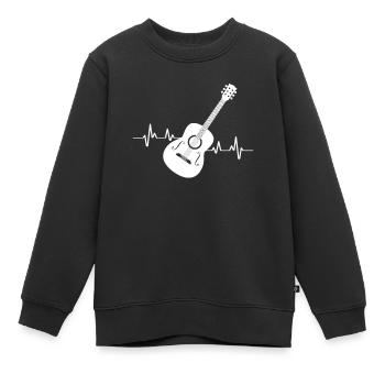 Gitarre Pulse Musik EKG Acoustic - Kinder Premium Organic Sweatshirt - Schwarz - Vorne - AI Model Kid Female (0cm)
