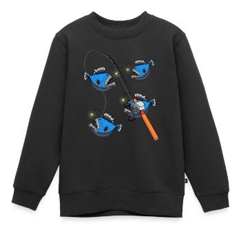 Fischen Angel angeln Hobby Fischer Fisch fischen - Kinder Premium Organic Sweatshirt - Schwarz - Vorne - AI Model Kid Female (0cm)