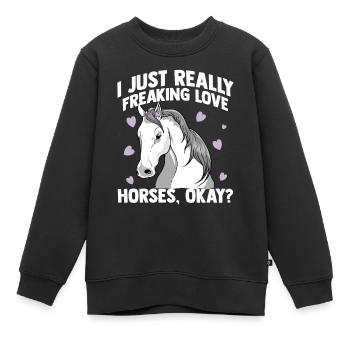Reiten Pferdeliebhaber Dressurreiten Galopp Sattel - Kinder Premium Organic Sweatshirt - Schwarz - Vorne - AI Model Kid Female (0cm)
