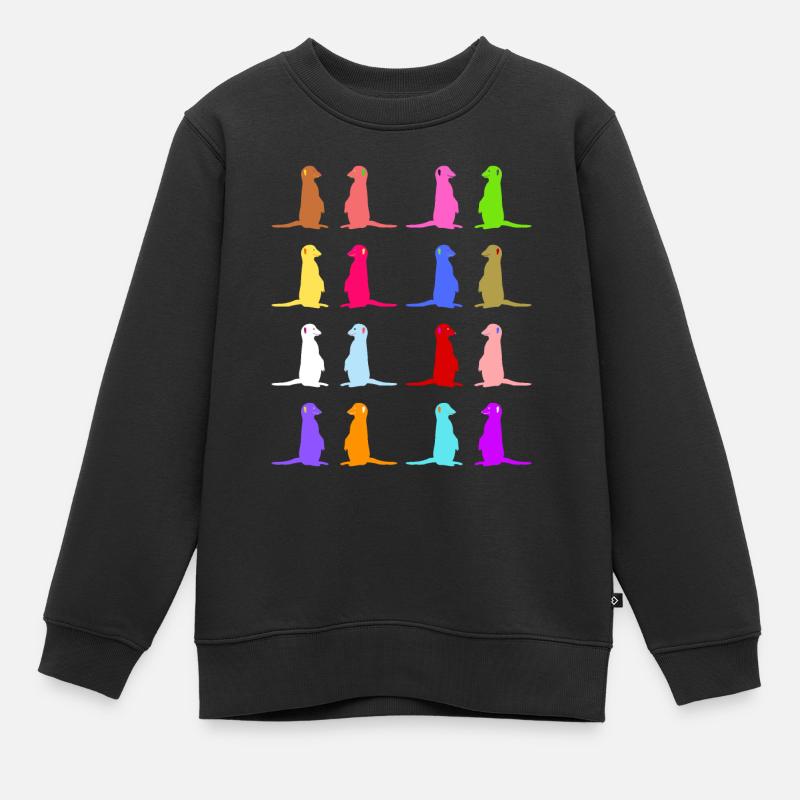 Erdmännchen buntes Retro Design - Kinder Premium Organic Sweatshirt - Schwarz