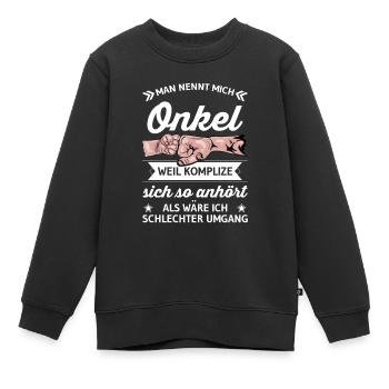 Onkel - Kinder Premium Organic Sweatshirt - Schwarz - Vorne - AI Model Kid Female (0cm)