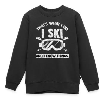 Ski - Kinder Premium Organic Sweatshirt - Schwarz - Vorne - AI Model Kid Female (0cm)