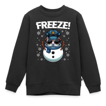 Kapitän Frost Schneemann Polizei Weihnachten - Kinder Premium Organic Sweatshirt - Schwarz - Vorne - AI Model Kid Female (0cm)