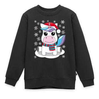 Unicorn Christmas gift Christmas present - Kids Premium Organic Sweatshirt - black - Front - AI Model Kid Female (0cm)