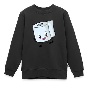 papier toilette - Sweat Premium enfant bio - noir - Devant - AI Model Kid Female (0cm)